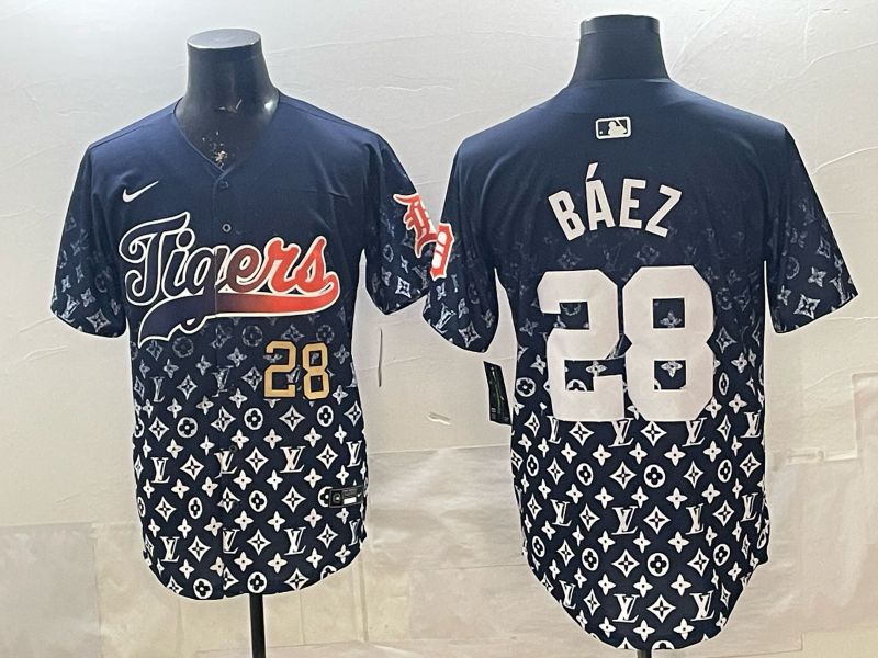 Men 2026 Detroit Tigers #28 Baez Blue Game Nike MLB Jersey 02->detroit tigers->MLB Jersey